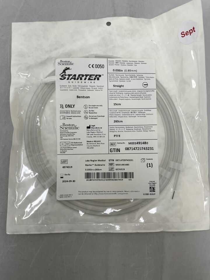 49148 - BOSTON SCIENTIFIC - Starter Guidewire - Bentson Straight - .035" x 260cm, (EA) - ( Expiry Date: 2024-09-30 )