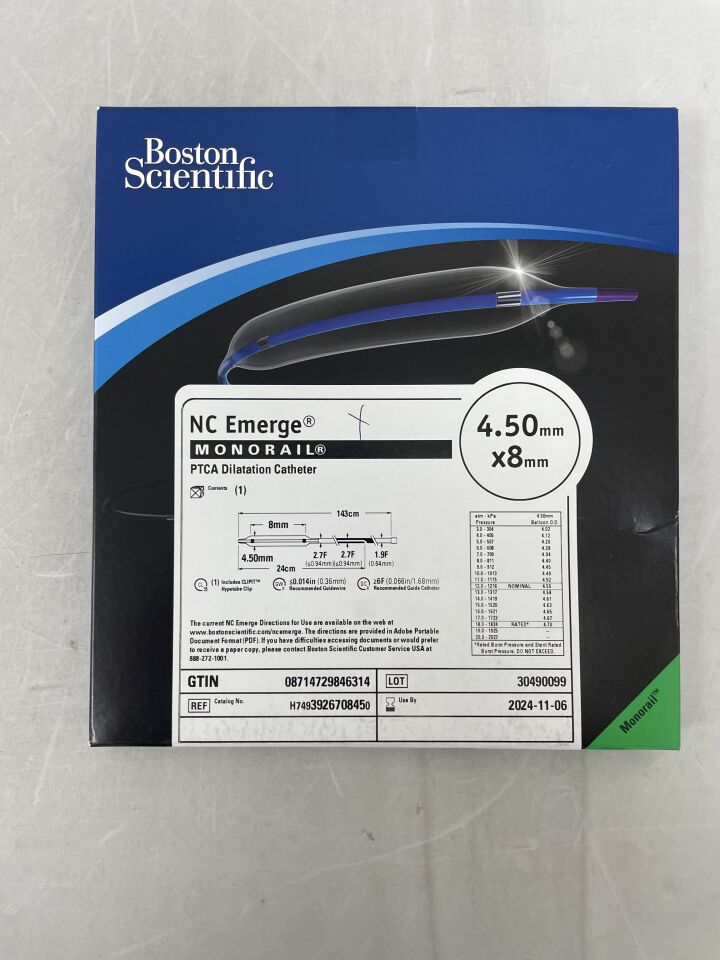 392670845 - BOSTON SCIENTIFIC - NC Emerge Monorail PTCA Dilatation Catheter - 4.50mm x 8mm, (BX/1) - ( Expiry Date: 2024-11-06 )