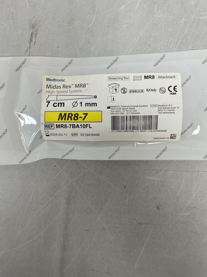 MR8-7BA10FL - MEDTRONIC - Midas Rex MR8 High-Speed Surgical Tool, Ball Fine 7cm x 1mm, (EA) - ( Expiry Date: 2025-02-11 )