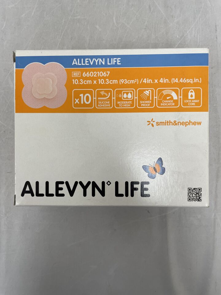 66021067 - SMITH & NEPHEW - Allevyn Life Silicone Gel Adhesive, 10.3 x 10.3cm, (BX/10)