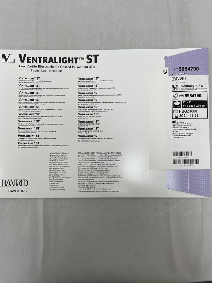 5954790 - BARD - Ventralight ST Mesh, Ellipse 7" x 9", (BX/1) - ( Expiry Date: 2024-11-28 )