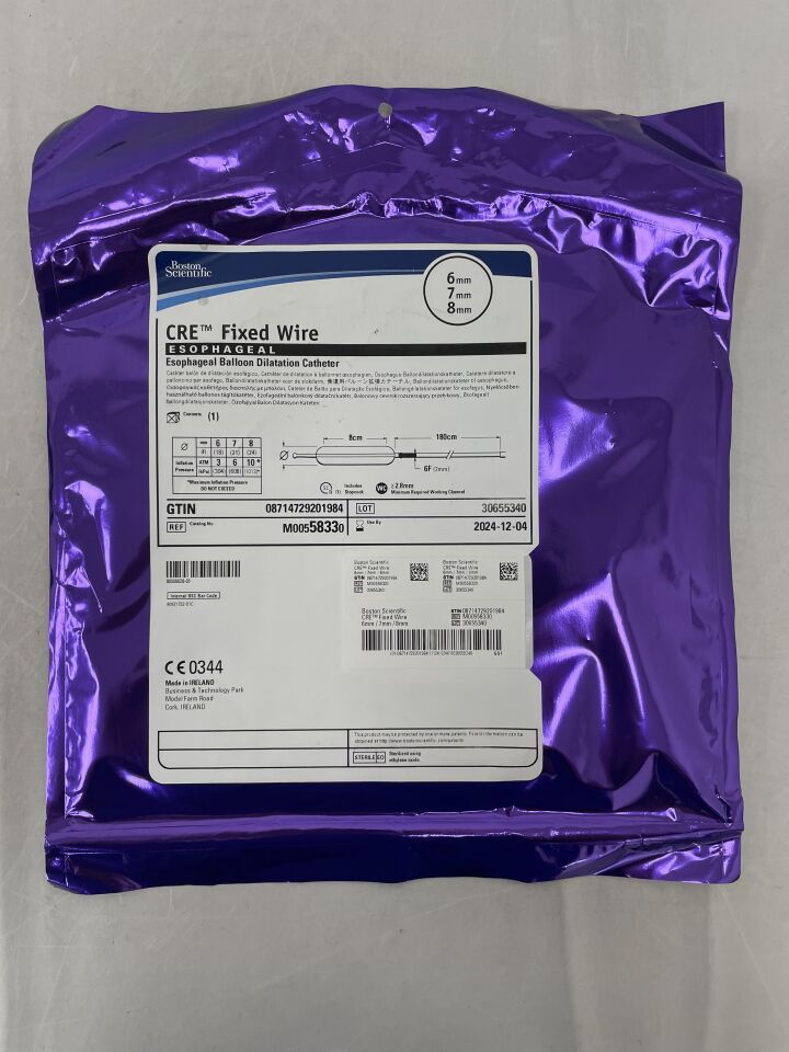 5833 - BOSTON SCIENTIFIC - CRE Fixed Wire Balloon Dilatation Catheter - Esophageal - 6mm x 7mm x 8mm, (EA) - ( Expiry Date: 2024-12-04 )