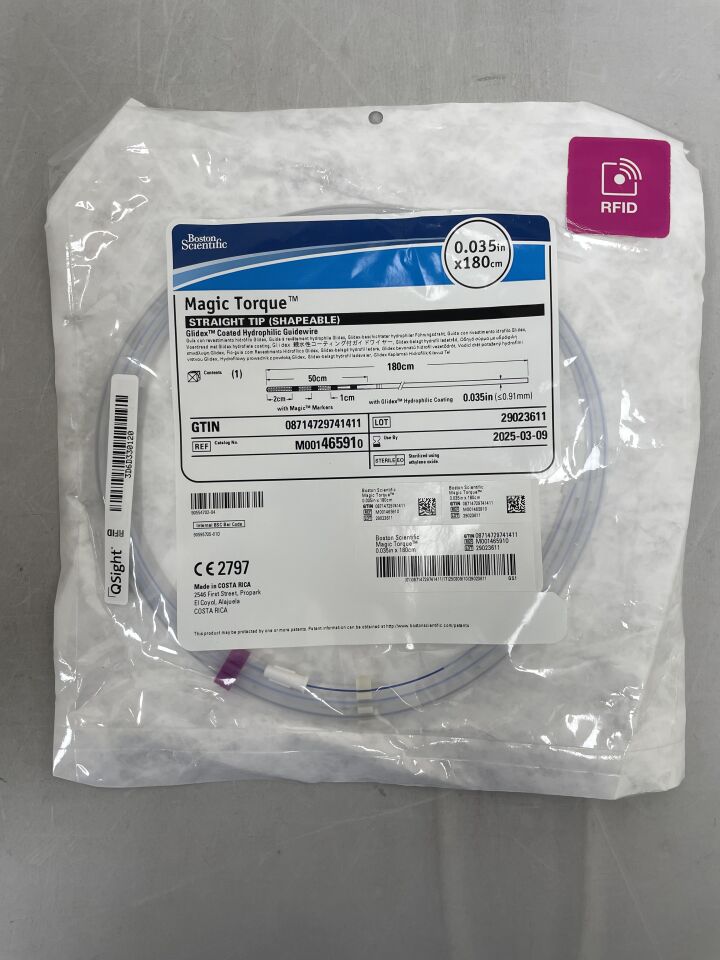 46591 - BOSTON SCIENTIFIC - Magic Torque Glidex Coated Hydrophilic Guidewire - Straight Tip (Shapeable) - .035" x 180cm, (EA) - ( Expiry Date: 2025-03-09 )