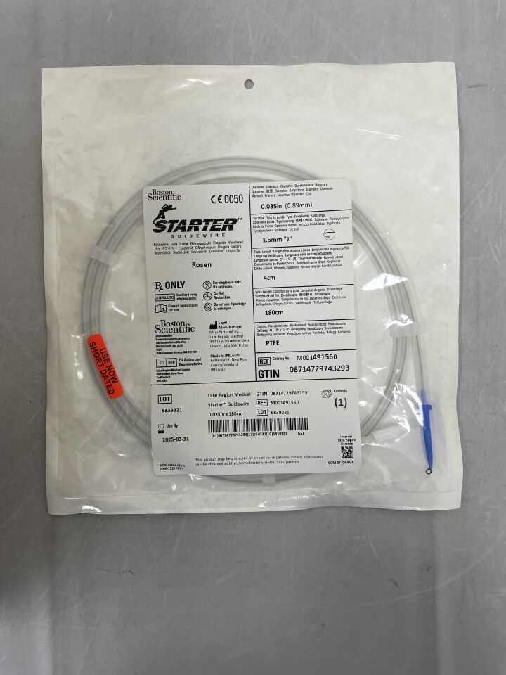 49156 - BOSTON SCIENTIFIC - Starter Guidewire - Rosen, J-Tip - .035" x 180cm, (EA) - ( Expiry Date: 2025-03-31 )