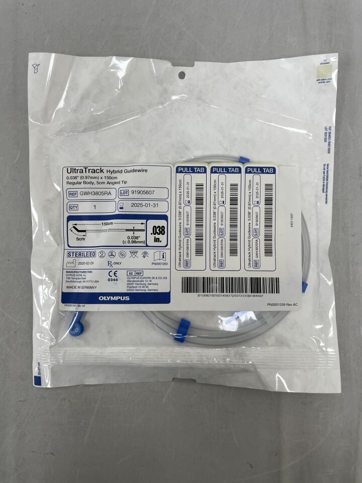 GWH3805RA - OLYMPUS - UltraTrack Hybrid Guidewire 0.035" x 150cm, Regular Body, 5cm Angled Tip, (EA) - ( Expiry Date: 2025-01-31 )