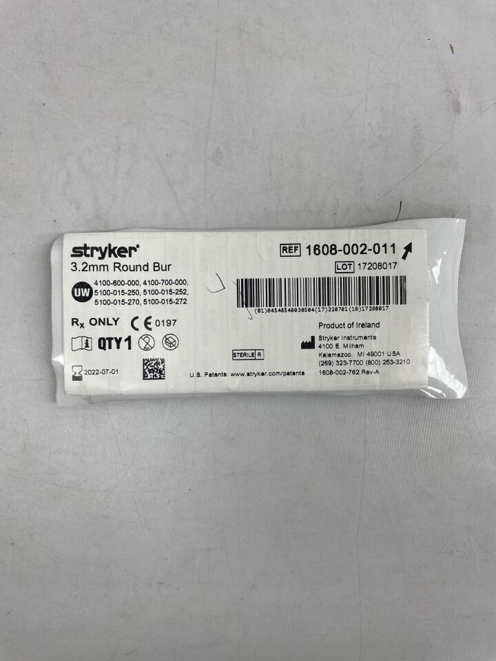 1608-002-011 - STRYKER - Fluted Round Micro Burr, 3.2 mm Head Diameter, 54 mm Length, (EA) - ( Expiry Date: 2025-03-01 )
