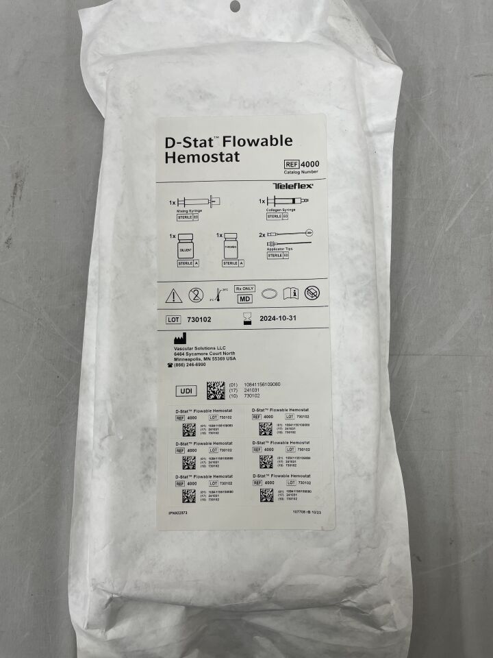 4000 - TELEFLEX - Vascular Solutions D-Stat Flowable Hemostat
, () - ( Expiry Date: 2024-10-31 )