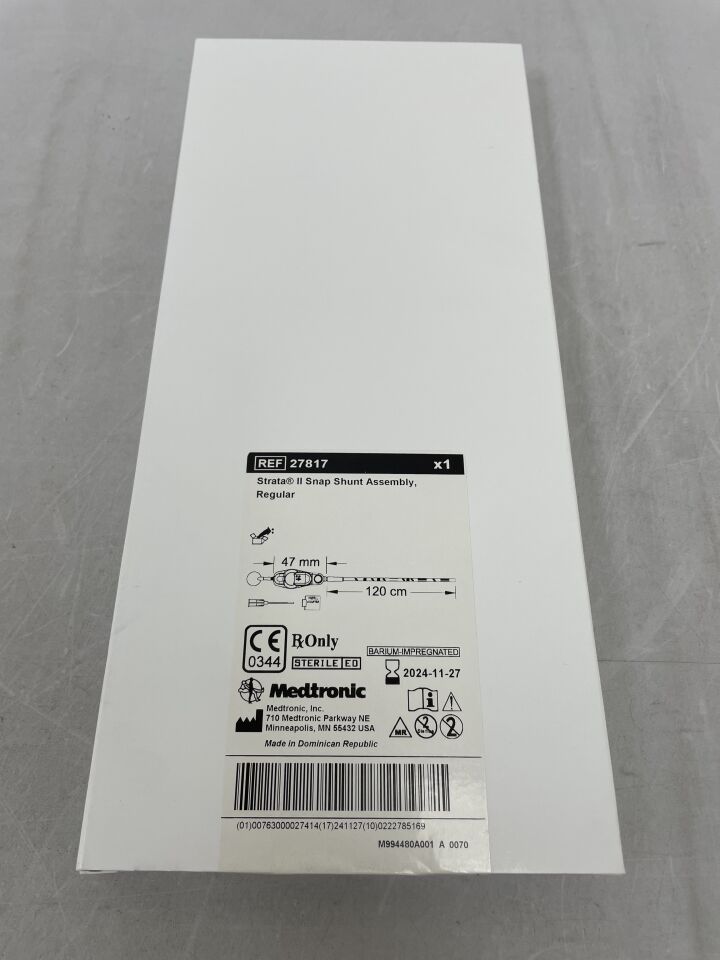 27817 - MEDTRONIC - Strata II Snap Shunt Assembly, Regular 47mm x 120cm, (BX/1) - ( Expiry Date: 2024-11-27 )