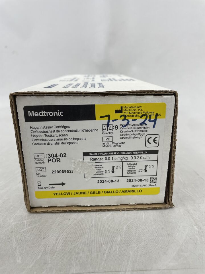 304-02POR - MEDTRONIC - Heparin Assay Cartridges Yellow
, () - ( Expiry Date: 2024-08-13 )
