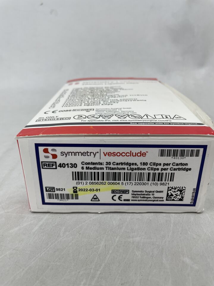 40130 - SYMMETRY SURGICAL - Vesocclude Ti Ligation Clips, Medium, 6 Clips, (BX/30) - ( Expiry Date: 2022-03-01 )