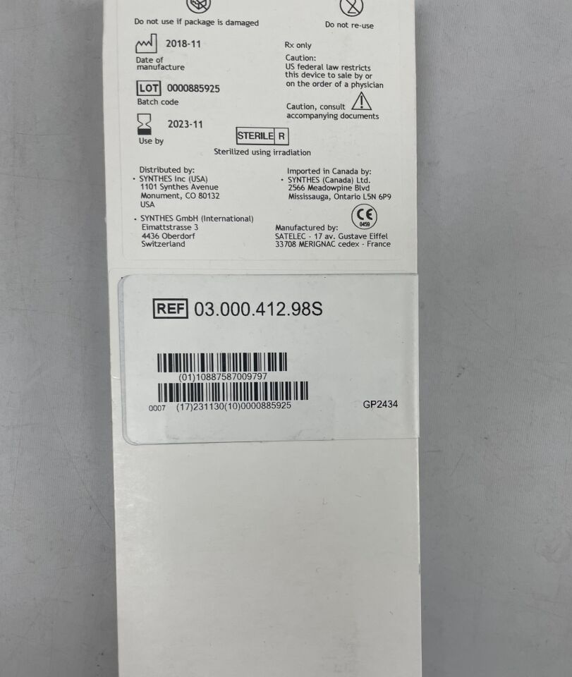 03.000.412.98S - SYNTHES - Saw, 105.7 x 4.0 x 0.6mm, for Piezoelectric System, (BX/1) - ( Expiry Date: 2023-09-30 )
