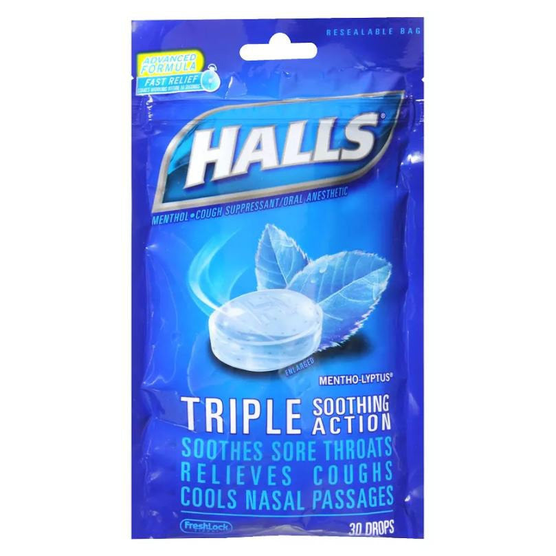 529173 - Halls - Cold and Cough Relief Halls 5.4 mg Strength Lozenge 30 Bag of 1, (BG)