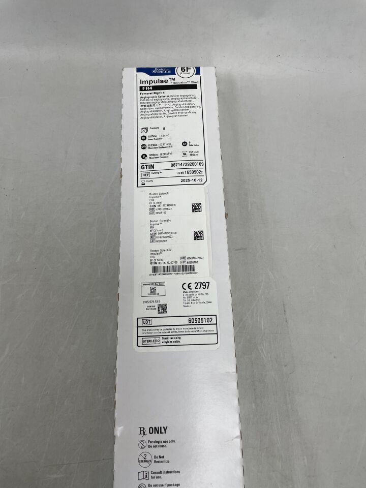 1659902  -  BOSTON SCIENTIFIC  -  Impulse Flextrusion Shaft Angiographic Catheter - FR4 - 6Fr x 100cm x .056" , ( BX/5 )  -  ( Expiry Date : 2025-10-12 )
