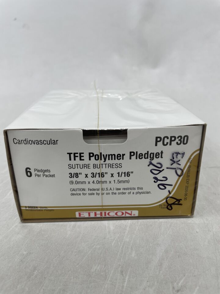 PCP30 - ETHICON - TFE 聚合物密封膠 9.5mm X 4.8mm X 1.5mm，（BX/36）-（有效期至：2026-06-30）