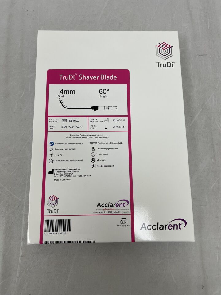TSB460Z - ACCLARENT - TruDi Double Serrated Shaver Blade, 4 mm Shaft Diameter, 60 Degree Angle, (BX/1) - ( Expiry Date: 2025-06-17 )