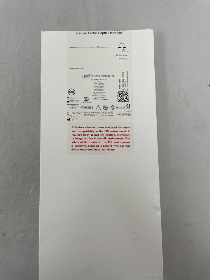 RD06R-SP05X-000 - ADTECH MEDICAL - Spencer Probe Depth Electrode 370mm (6 Platinum Contacts), () - ( Expiry Date: 2024-05-01 )