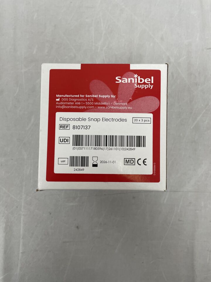 8107137 - SANIBEL - Electrodos desechables a presión (Caja de 20) - (Fecha de caducidad: 01/11/2026)