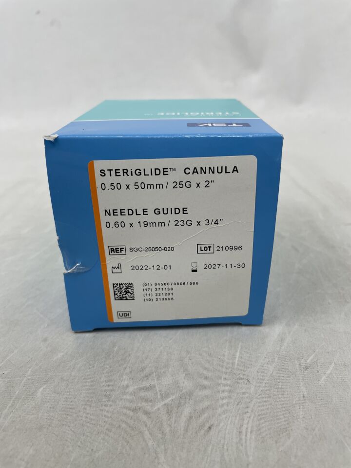 SGC-25050 - TSK - STERiGLIDE 皮下注射用閉合尖端鈍斜面超薄壁套管，25G x 2 英寸，（BX/20）-（有效期至：2027-11-30）