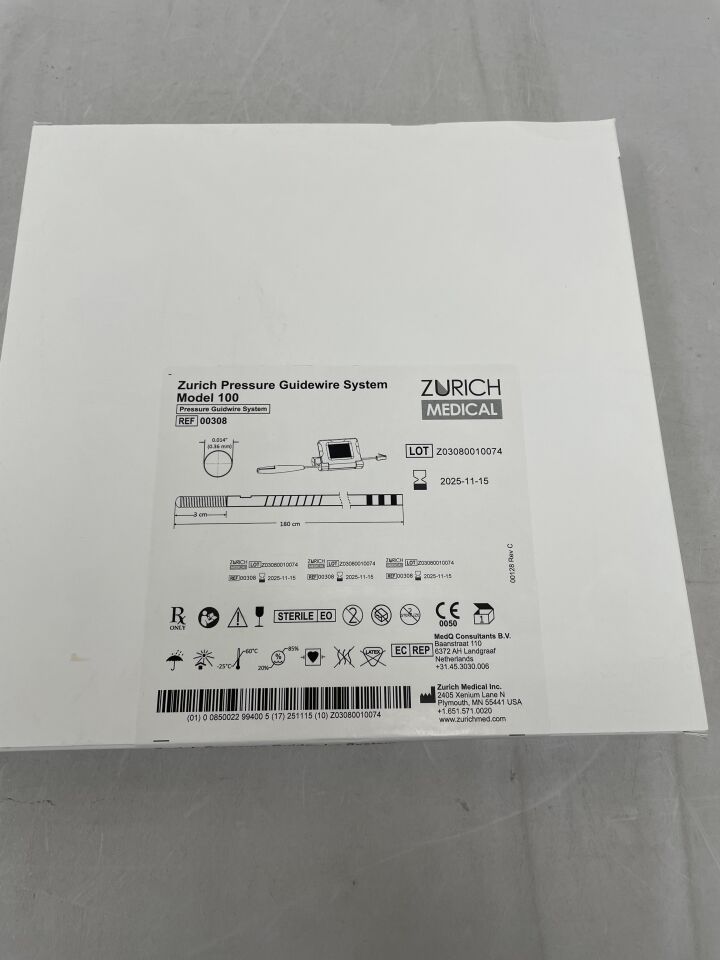 00308 - ZURICH MEDICAL - Sistema de guía de presión modelo 100, 0,36 mm x 3 cm, 180 cm, (caja/1) - (Fecha de caducidad: 15/11/2025)