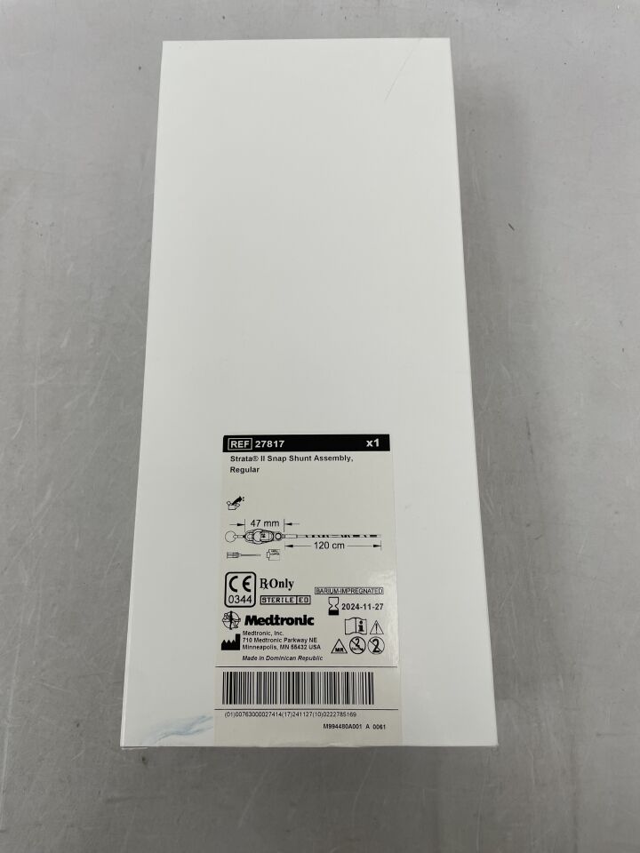 27817 - MEDTRONIC - Strata II Snap Shunt Assembly, Regular 47mm x 120cm, (BX/1) - ( Expiry Date: 2024-11-27 )