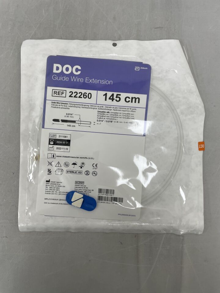 22260 - ABBOTT - DOC Guide Wire Extension - .014" x 145cm, (EA) - ( Expiry Date: 2024-10-31 )