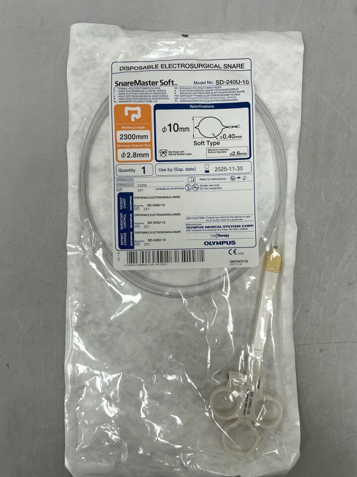 SD-240U-10  -  OLYMPUS  -  Snaremaster Single-Use Soft Oval Electrosurgical Snare, 2300 mm Working Length, 10 mm dia. Loop , ( EA )  -  ( Expiry Date : 2025-11-30 )