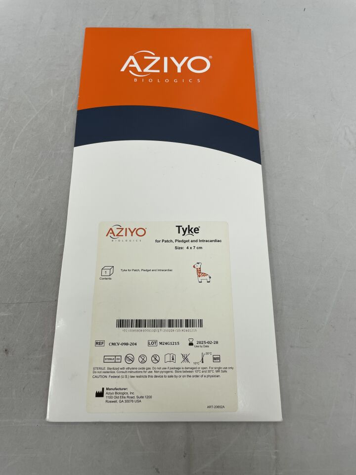 CMCV-098-204 - AZIYO BIOLOGICS - CorMatrix Tyke Patch, Pledget and Intracardiac 4cm x 7cm, (BX/1)