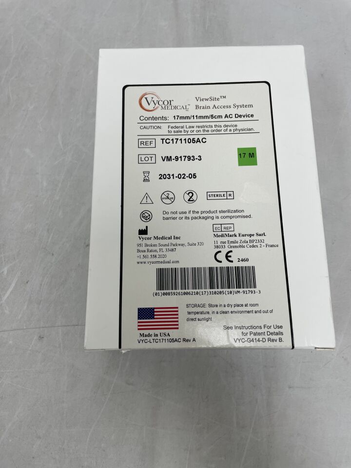 TC171105AC - VYCOR MEDICAL - Sistema de acceso cerebral ViewSite (VBAS) Dispositivo de CA de 17 mm/11 mm/5 cm, ( ) - ( Fecha de caducidad: 05/02/2031 )