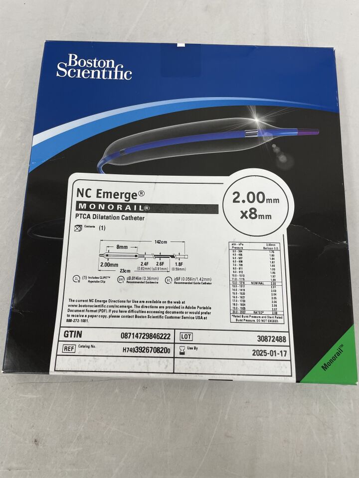 392670820 - BOSTON SCIENTIFIC - NC Emerge Monorail PTCA Dilatation Catheter - 2.00mm x 8mm, (BX/1) - ( Expiry Date: 2025-01-17 )