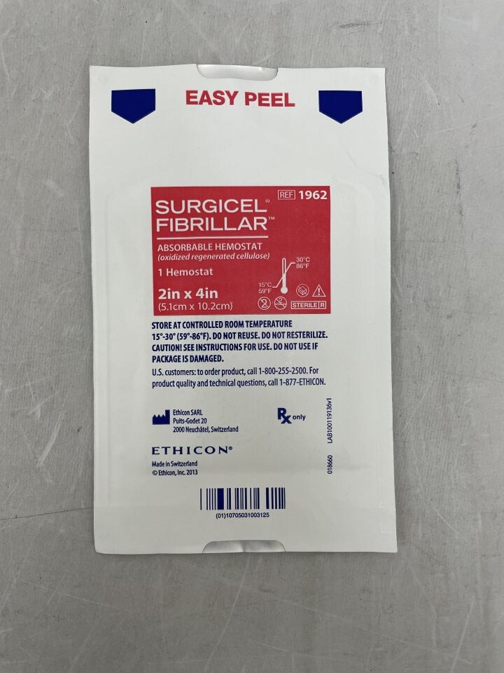1962 - ETHICON - Surgicel Original Absorbable Hemostat, 2 x 4 in., (EA) - ( Expiry Date: 2025-03-31 )
