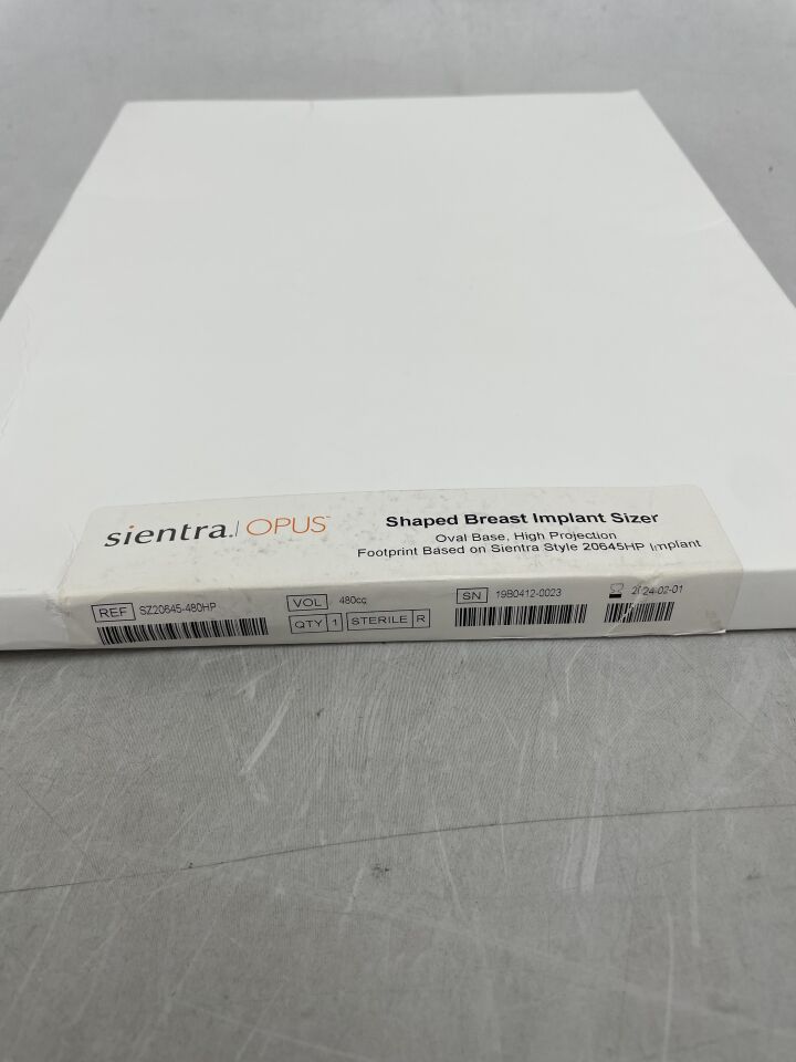 SZ20645-480HP - SIENTRA - OPUS Shaped Breast Implant Sizer, Oval Base, High Projection, Style - 20645HP, 480cc, (BX/1) - ( Expiry Date: 2024-02-01 )