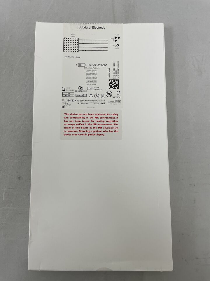 FG64C-SP05X-000 - ADTECH MEDICAL - Subdural Electrode 64 Contact Platinum 5.0mm 4.0mm(, (BX/1) - ( Expiry Date: 2024-03-01 )