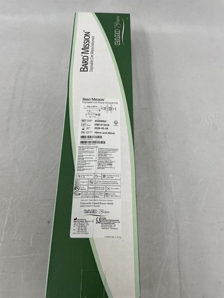2020MSK - BARD - Mission Disposable Core Biopsy Instrument Kit 20G x 20cm, (BX/5) - ( Expiry Date: 2024-03-28 )
