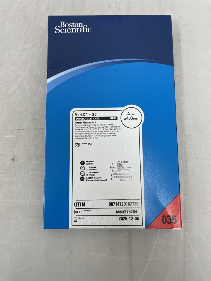 373204 - 波士頓科學 - VortX-35 可推式纖維鉑金線圈 - 4mm x 4.0mm，（5支/盒）-（有效期至：2025年12月6日）