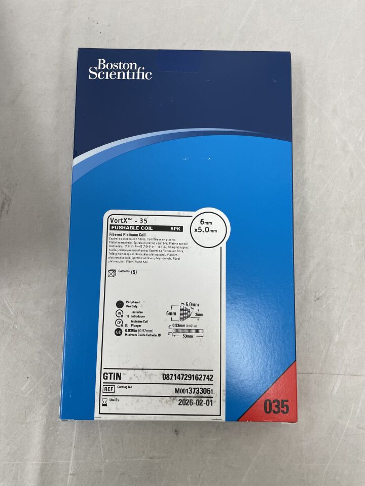 373306 - BOSTON SCIENTIFIC - Bobina de platino de fibra empujable VortX-35 - 6 mm x 5,0 mm, (Caja de 5) - (Fecha de caducidad: 01/02/2026)