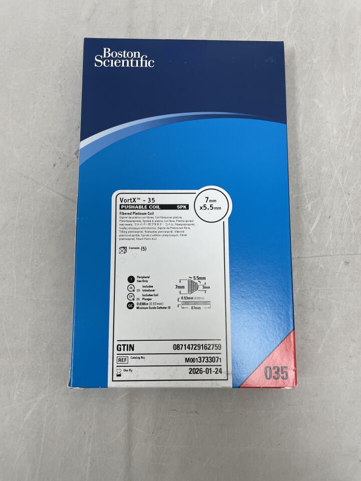 373307 - 波士頓科學 - VortX-35 可推式纖維鉑線圈 - 7mm x 5.5mm，（BX/5）-（有效期至：2026-01-24）