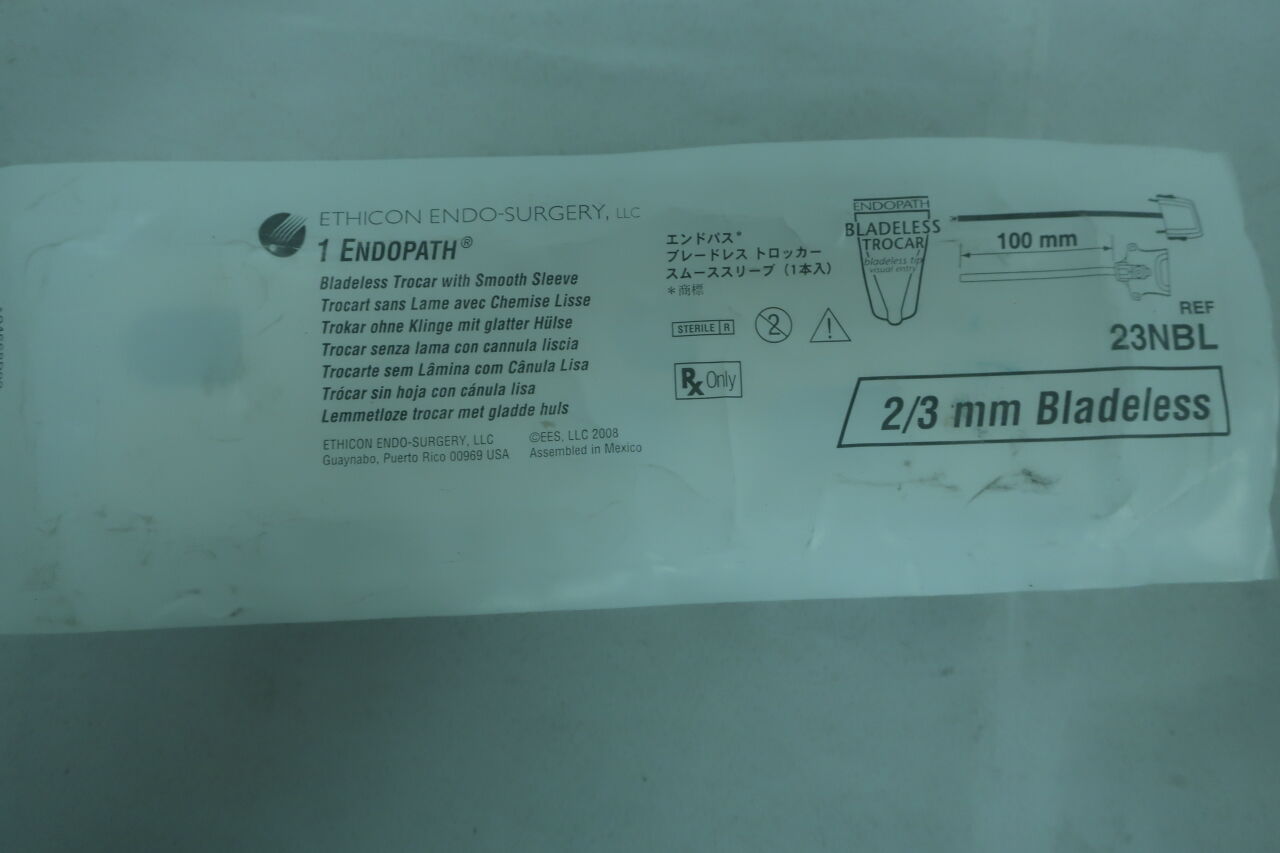 23NBL - ETHICON - Endopath Smooth Sleeve Mini Bladeless Trocar, 2 mm/3 dia. x 100 mm Length Shaft, (EA) - ( Expiry Date: 2025-02-28 )