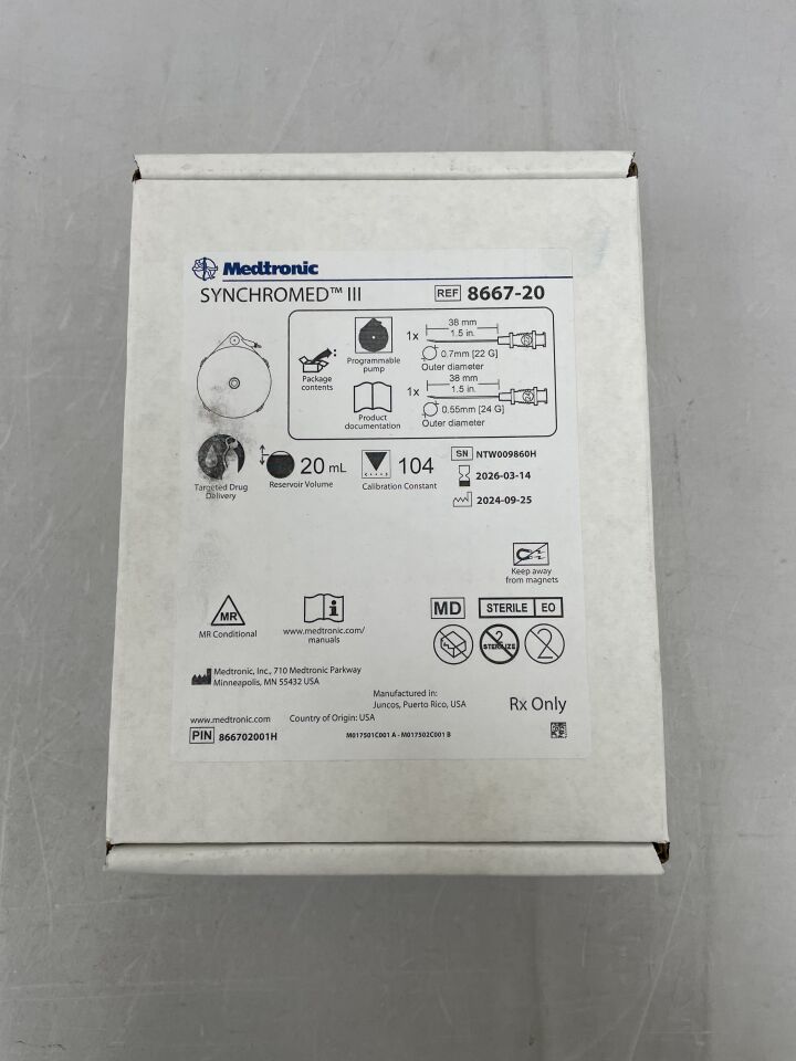8667-20  -  MEDTRONIC  -  SYNCHROMED III, 20mL , ( BX/1 )  -  ( Expiry Date : 2026-03-14 )
