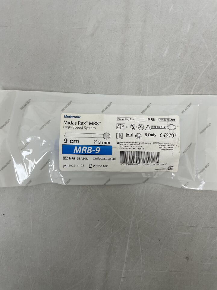 MR8-9BA30D  -  MEDTRONIC  -  Midas Rex MR8 High-Speed Surgical Tool, Ball Diamond Cutting Burr, 9cm x 3mm , ( EA )  -  ( Expiry Date : 2027-11-01 )