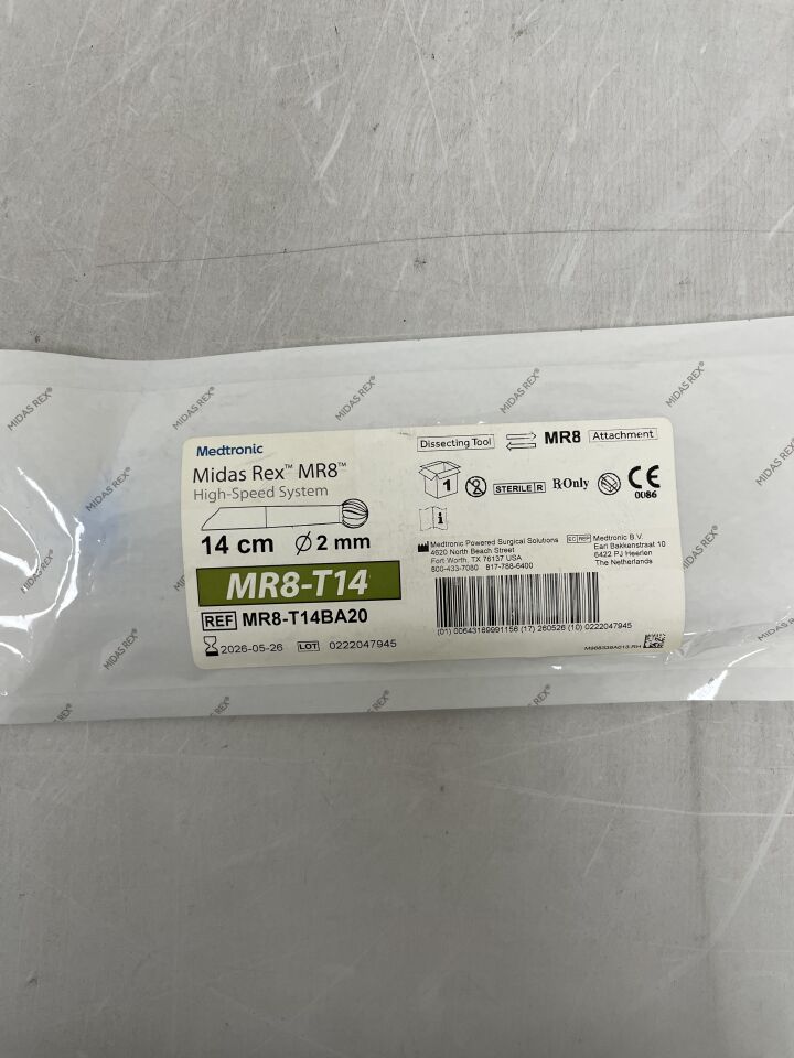 MR8-T14BA20  -  MEDTRONIC  -  Midas Rex MR8 Telescoping, Ball Fluted 14cm, 2mm , ( EA )  -  ( Expiry Date : 2026-05-26 )
