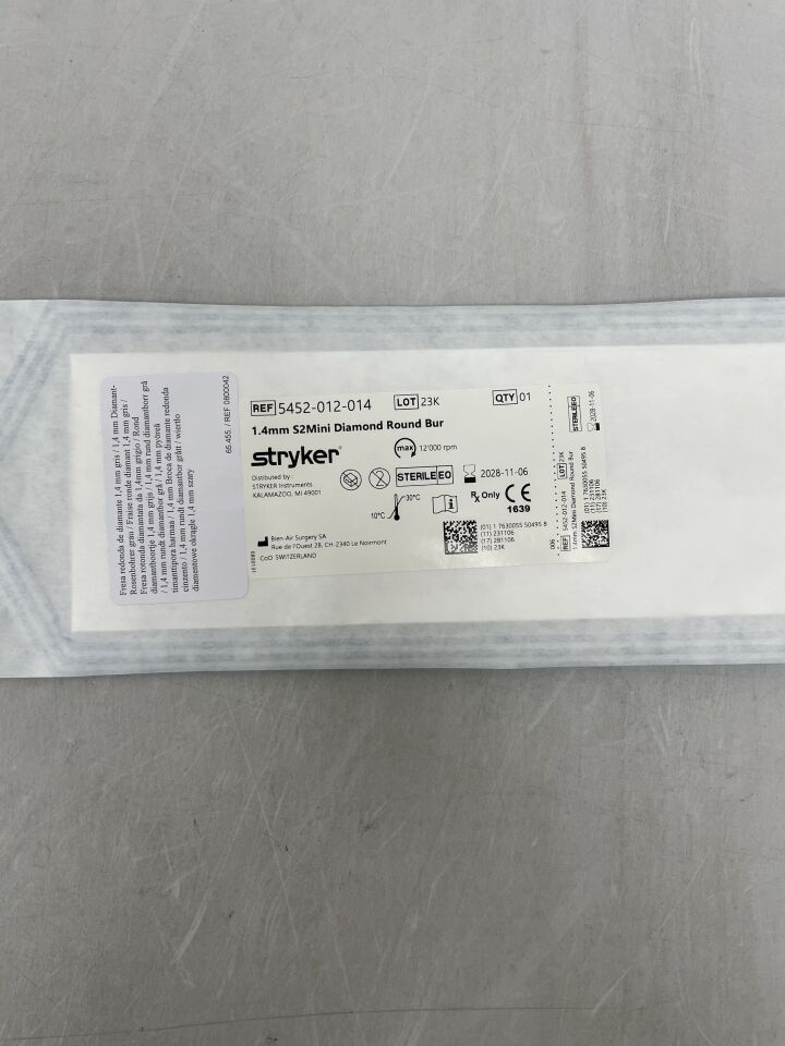5252-012-014  -  STRYKER  -  S2 Mini Round Diamond Cutting Burr, 1.4mm , ( EA )  -  ( Expiry Date : 2028-11-06 )