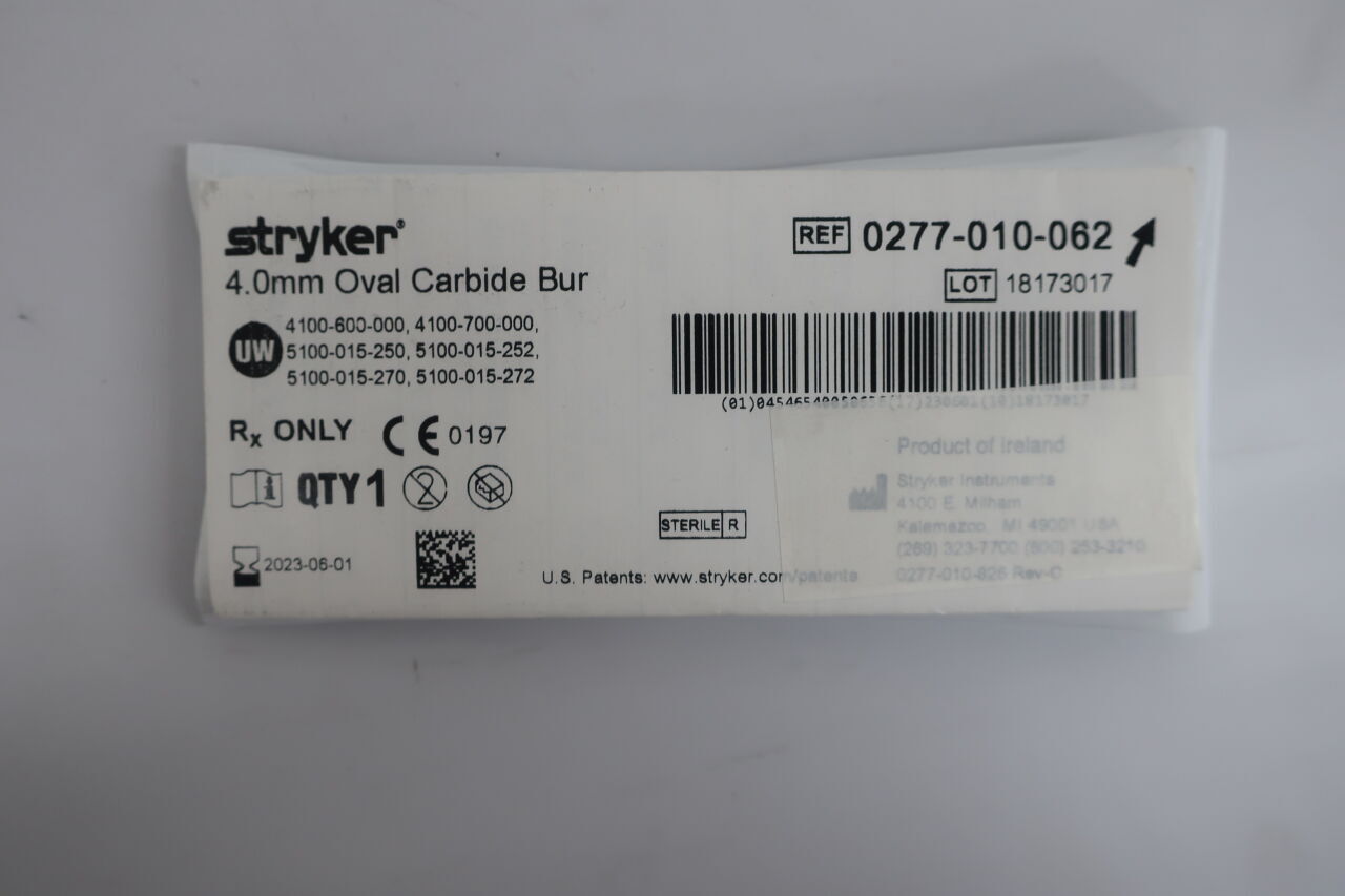 0277-010-062 - STRYKER - 4.0mm Oval Carbide Bur, (EA) - ( Expiry Date: 2025-03-01 )