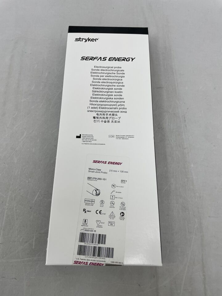 0279-250-101 - STRYKER - Serfas Energy RF Ablation Probe Micro-Claw, Small Joint, Bendable, Max Cut Level 6, 2.5mm, () - ( Expiry Date: 2025-03-09 )