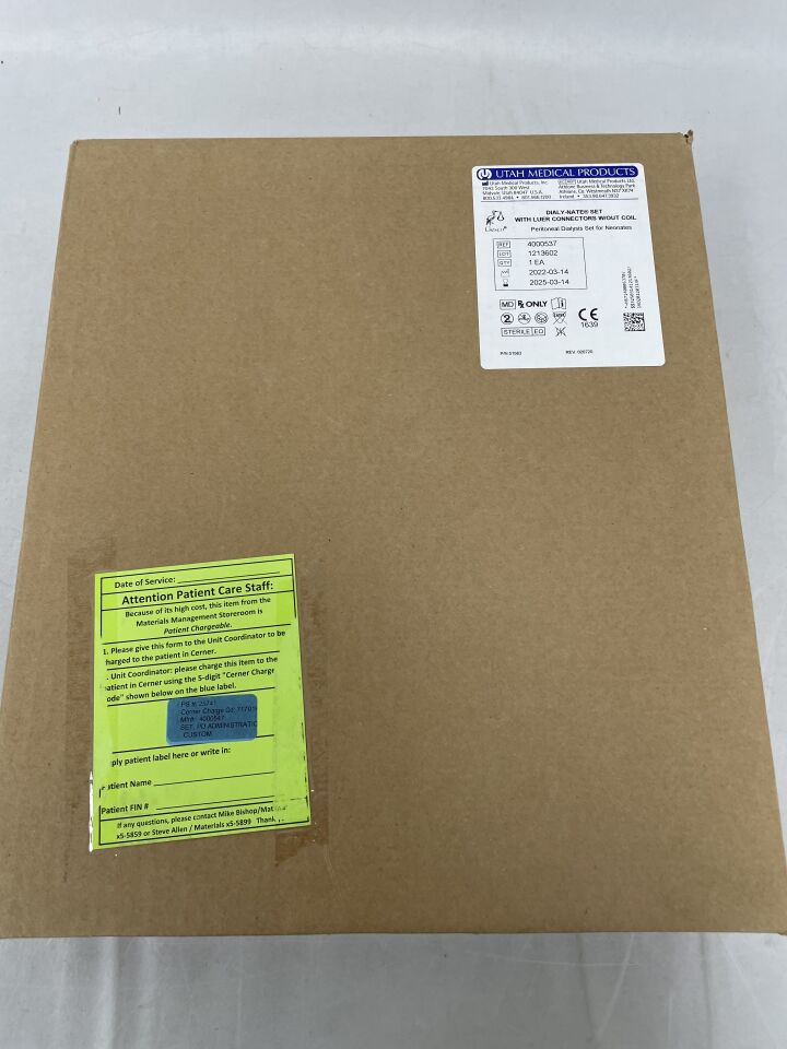 4000537 - UTAH MEDICAL - Dialy-Nate Peritoneal Dialysis Set with 3 Luer Connectors with Expandable Tubing Warming Coil , (BX/1) - ( Expiry Date: 2025-03-14 )