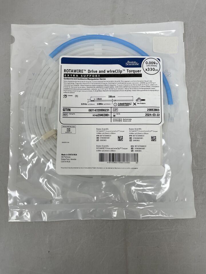 3946300 - BOSTON SCIENTIFIC - RotaWire Drive and wireClip Torquer - Guidewire & Guidewire Manipulation Device - Extra Support - .009" x 330cm, (EA) - ( Expiry Date: 2024-03-22 )