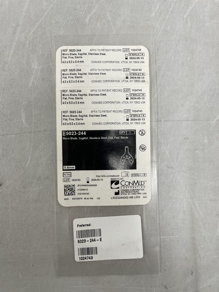 5023-244 - CONMED - Micro Blade, Sagittal Flate, Fine, 4 x 6 x 0.4mm, (EA) - ( Expiry Date: 2024-05-13 )