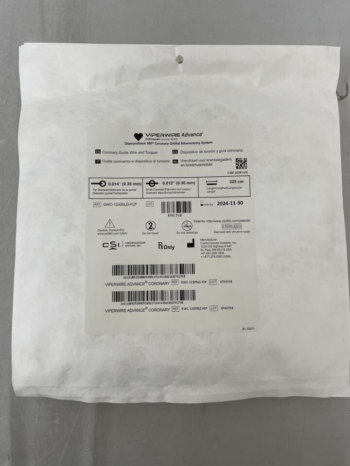 GWC-12325LG-FLP - CSI - ViperWire Advance Coronary Guide Wire   0.014" x 0.012" x 325cm  , (EA) - ( Expiry Date: 2024-11-30 )