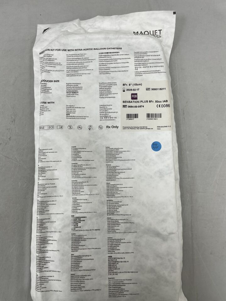 0684-00-0574 - MAQUET - SENSATION PLUS 8Fr. 50cc IAB, (EA) - ( Expiry Date: 2025-02-17 )