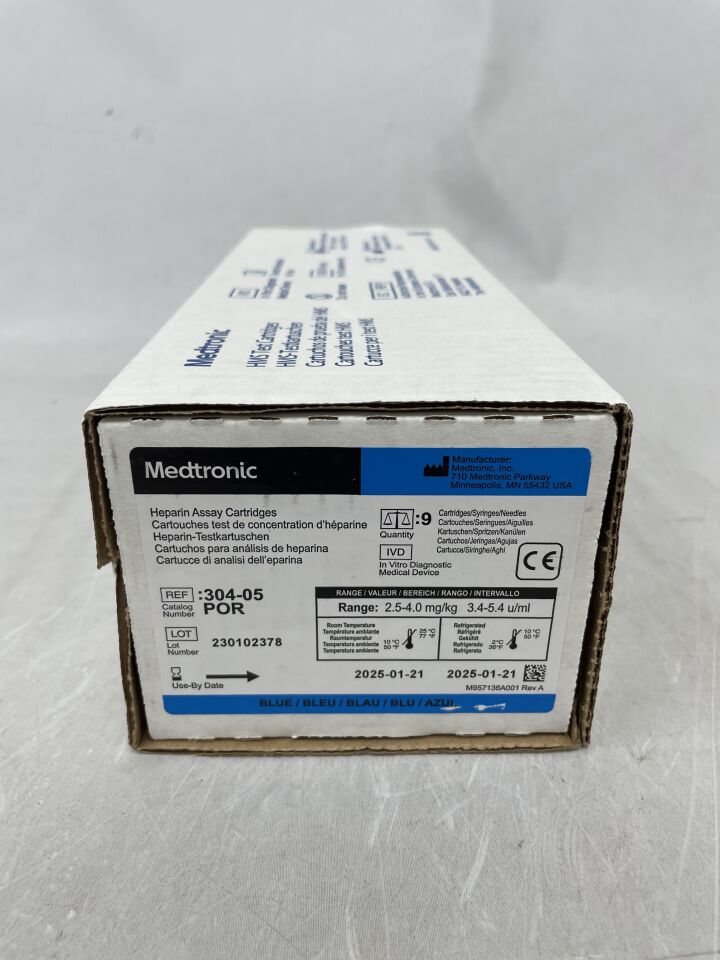 304-05POR - MEDTRONIC - Heparin Assay Cartridges, Range - 2.5-4.0mg/kg, 3.4-5.4 u/mL, () - ( Expiry Date: 2025-01-21 )