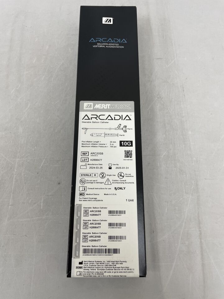 ARC20SB - MERIT MEDICAL - Arcadia Balloon-Assisted Vertebral Augmentation Steerable Balloon Catheter 10G x 20mm, 5cc, (BX/1) - ( Expiry Date: 2025-01-31 )